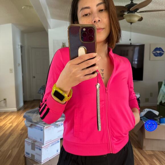 Adidas Neon Pink Zip Up Track Jacket - Picture 8 of 9